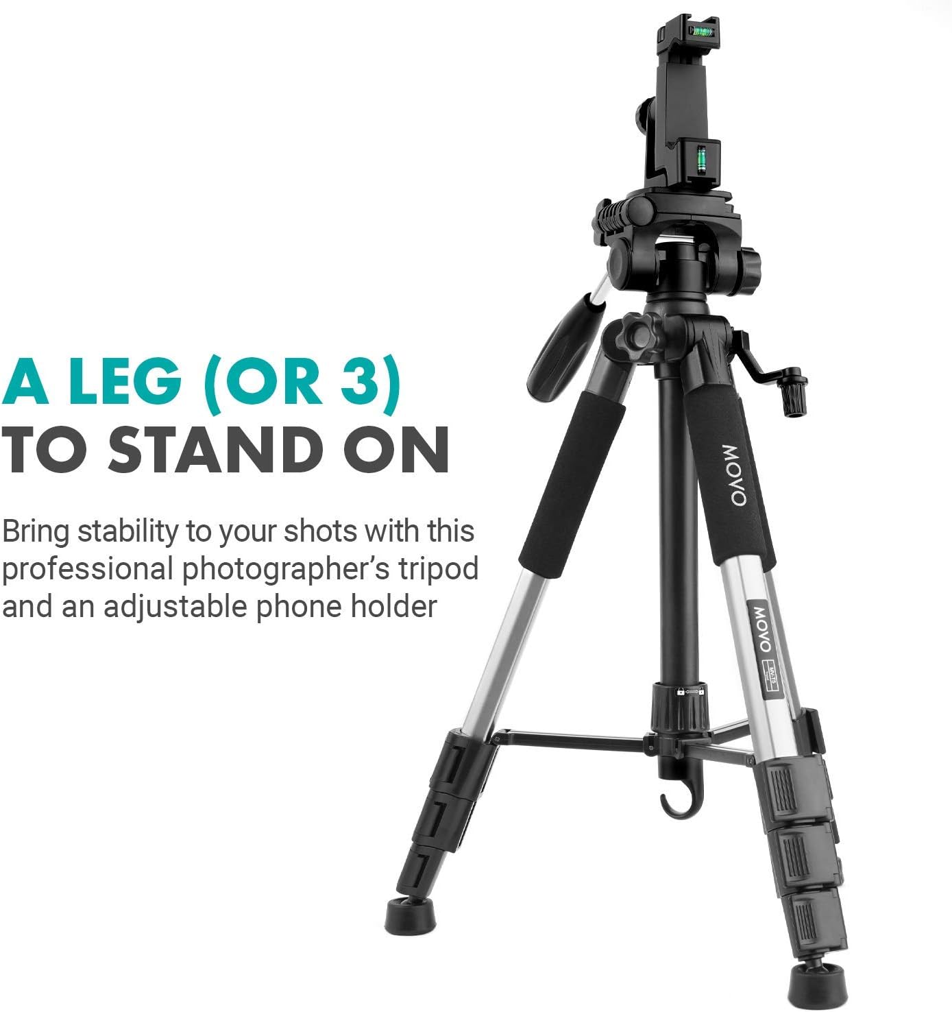Vlog Kit with Adjustable Mobile Phone Holder and Camera Tripod, 57 Lightweight Tripod, Pack of 2 D45381