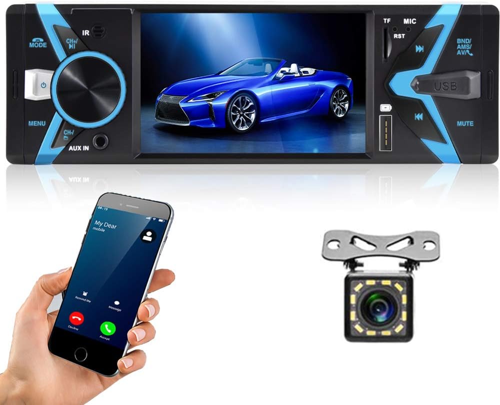 Single Din Car Stereo 4.3 Inch Bluetooth Radio with Rear View Camera Pack of 2 G22995