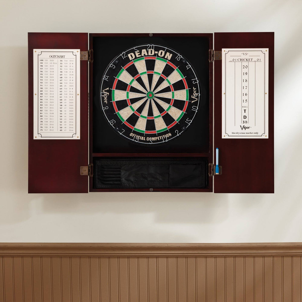 Solid Wood Cabinet and Sisal Bristle Dartboard Bundle A295