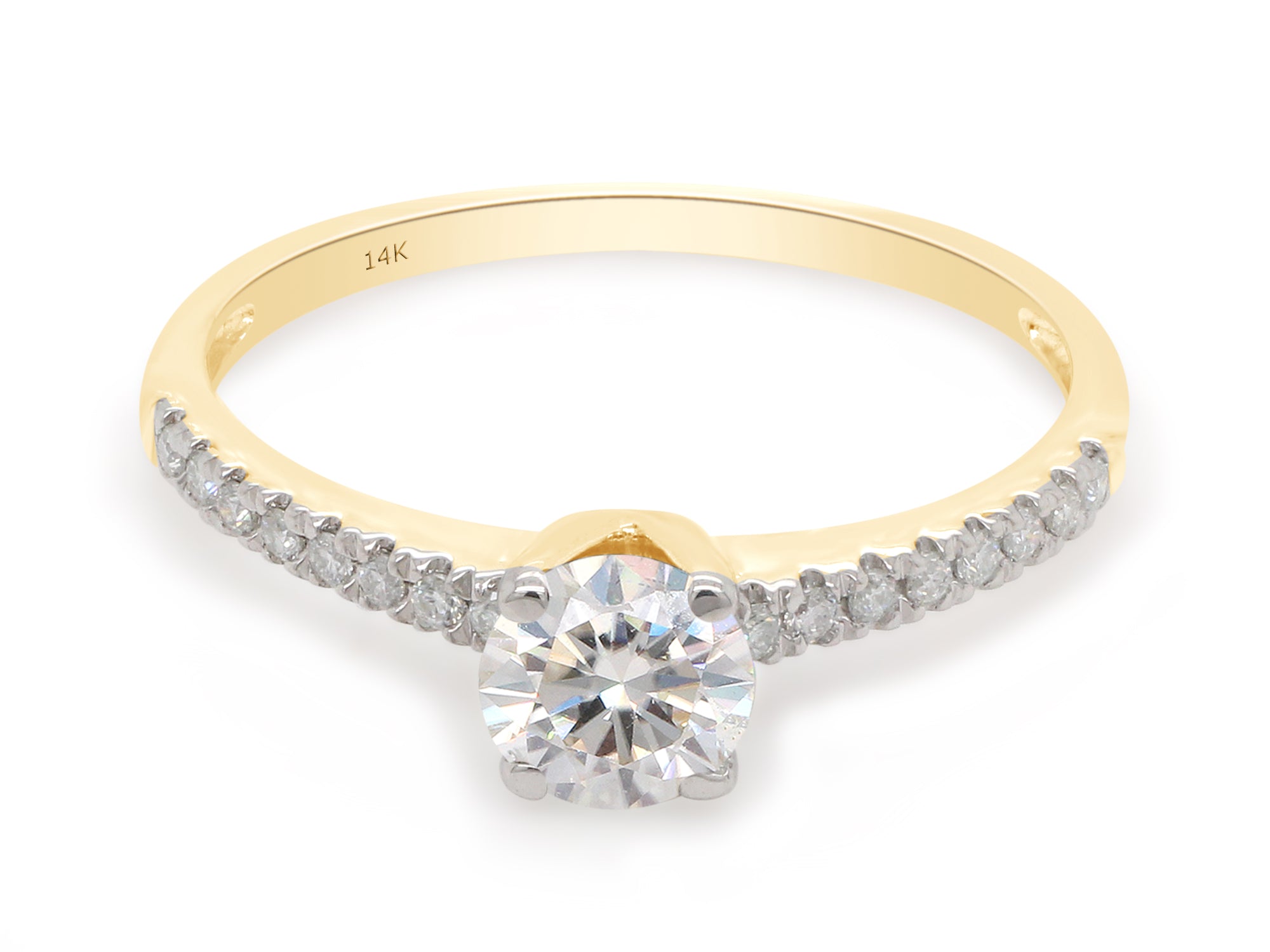 14K Solid Yellow Gold Solitaire Engagement Ring with 1/2 ct. t.w Round Cut Lab Created Moissanite R6624