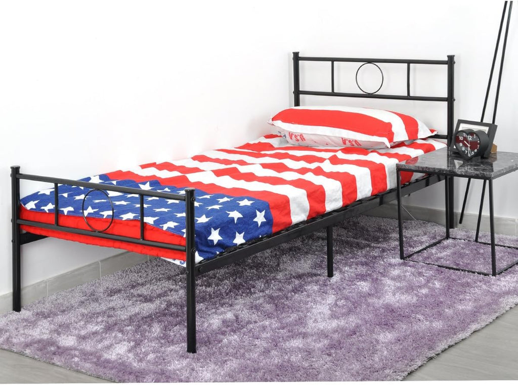 Black Metal Twin Size Bed Frame with Headboard and Footboard B78607