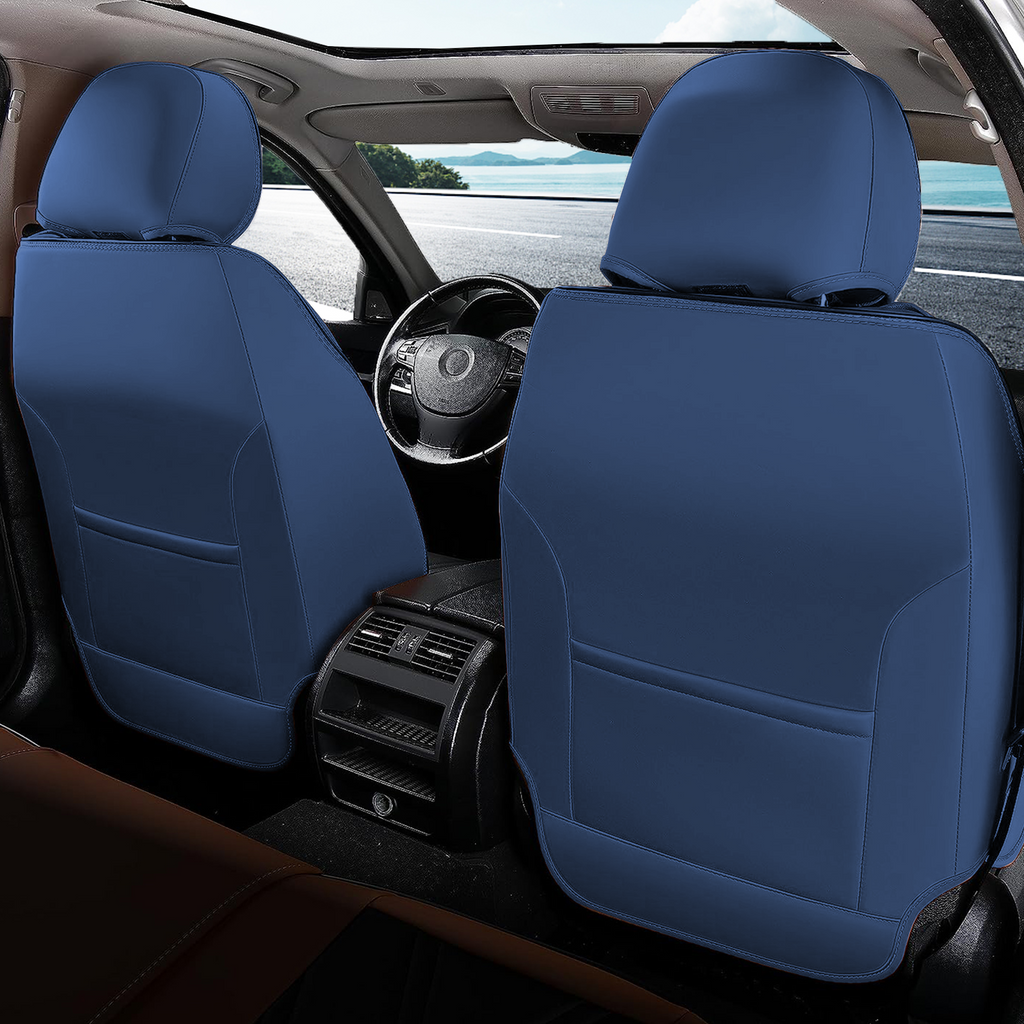 Blue&Beige 2Pcs Leather Car Seat Covers G9465