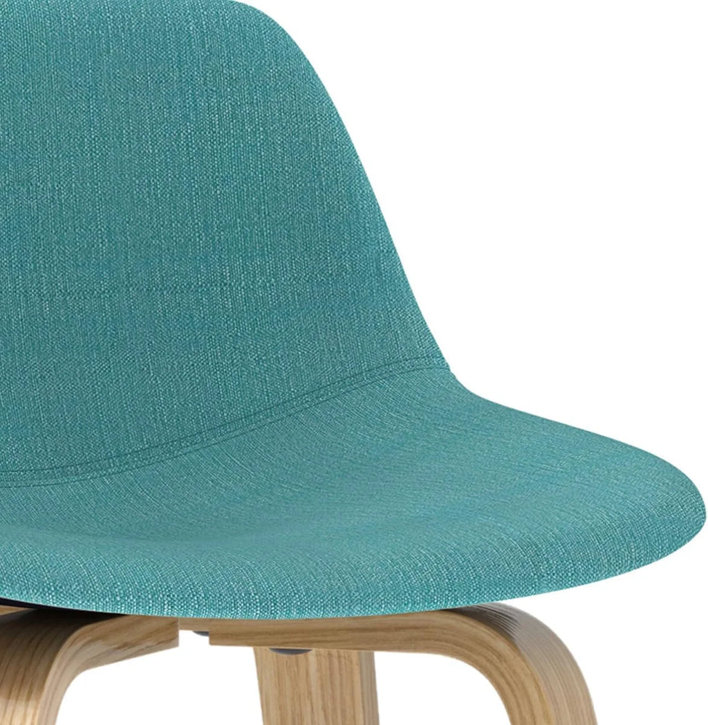 Aqua Blue Linen Look Fabric Bentwood Counter Height Stool Set Of 2 Q91862