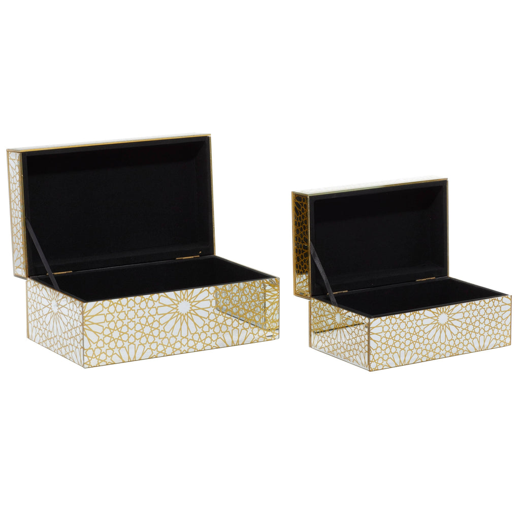 Set of 2 Gold Wood Box M839006