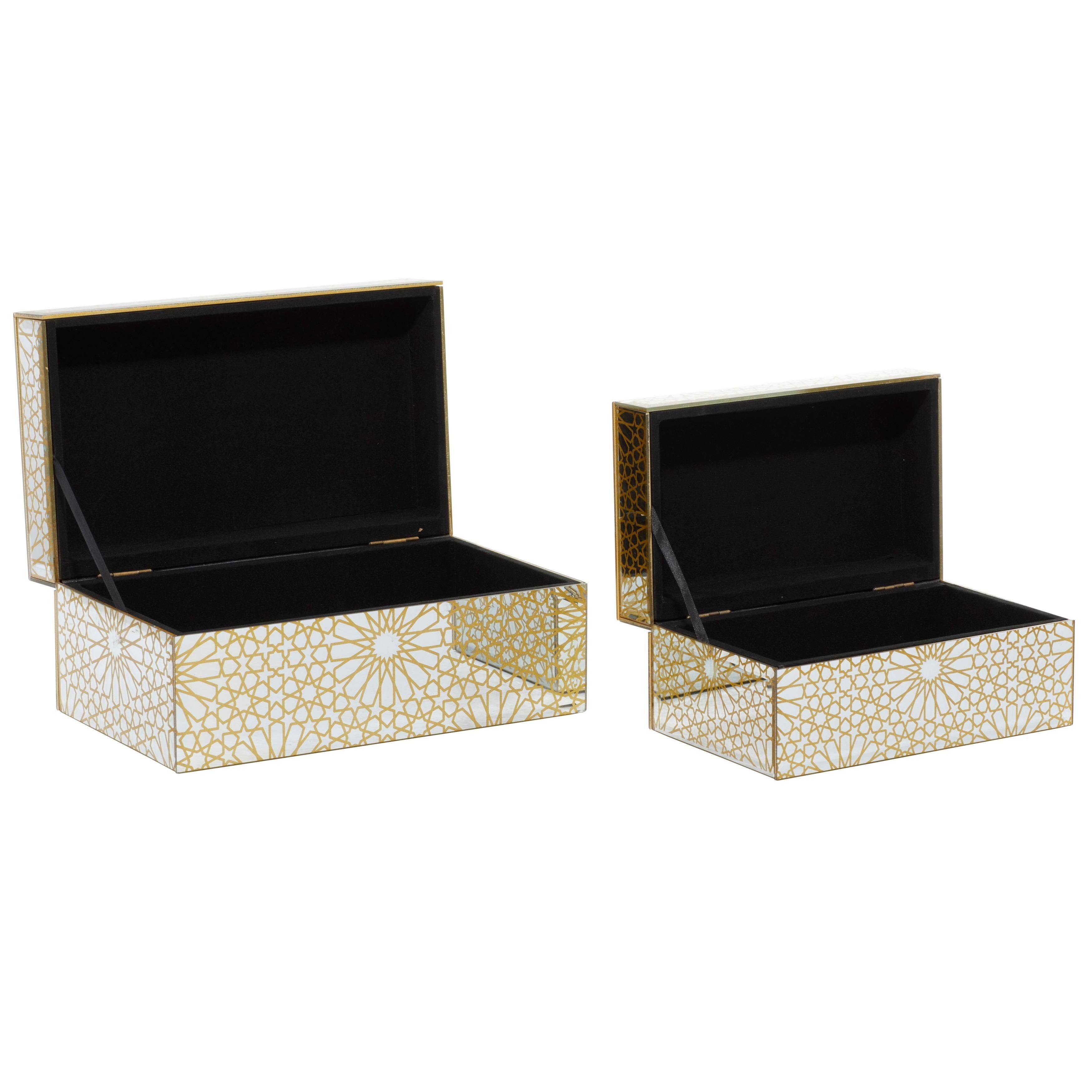 Set of 2 Gold Wood Box M839006