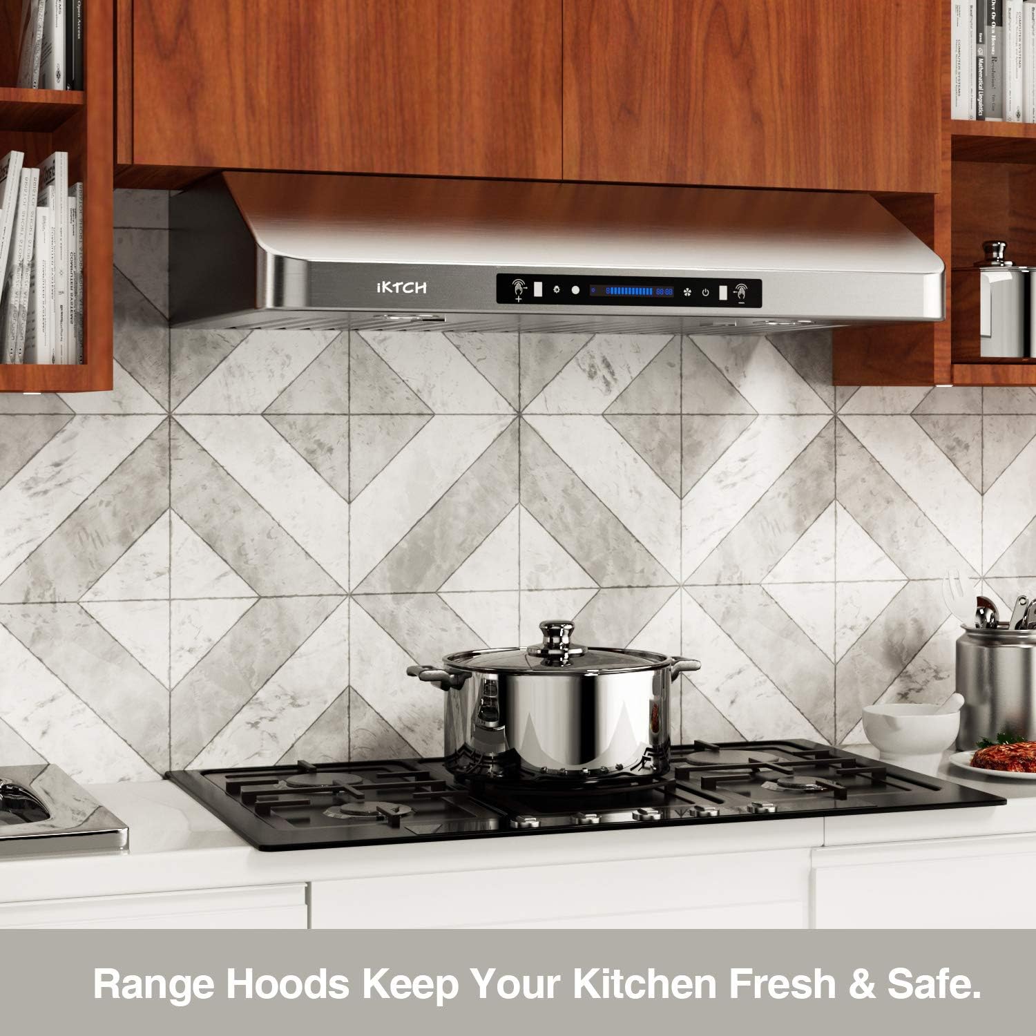 30 Inch Under Cabinet Range Hood with 900-CFM, Stainless Steel Kitchen Vent B555737