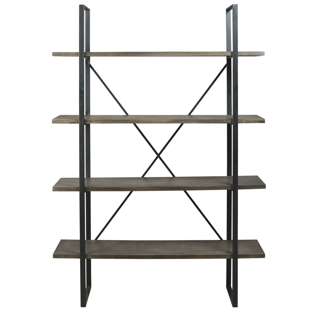 Black and Grey Wood and Metal Bookcase G7093