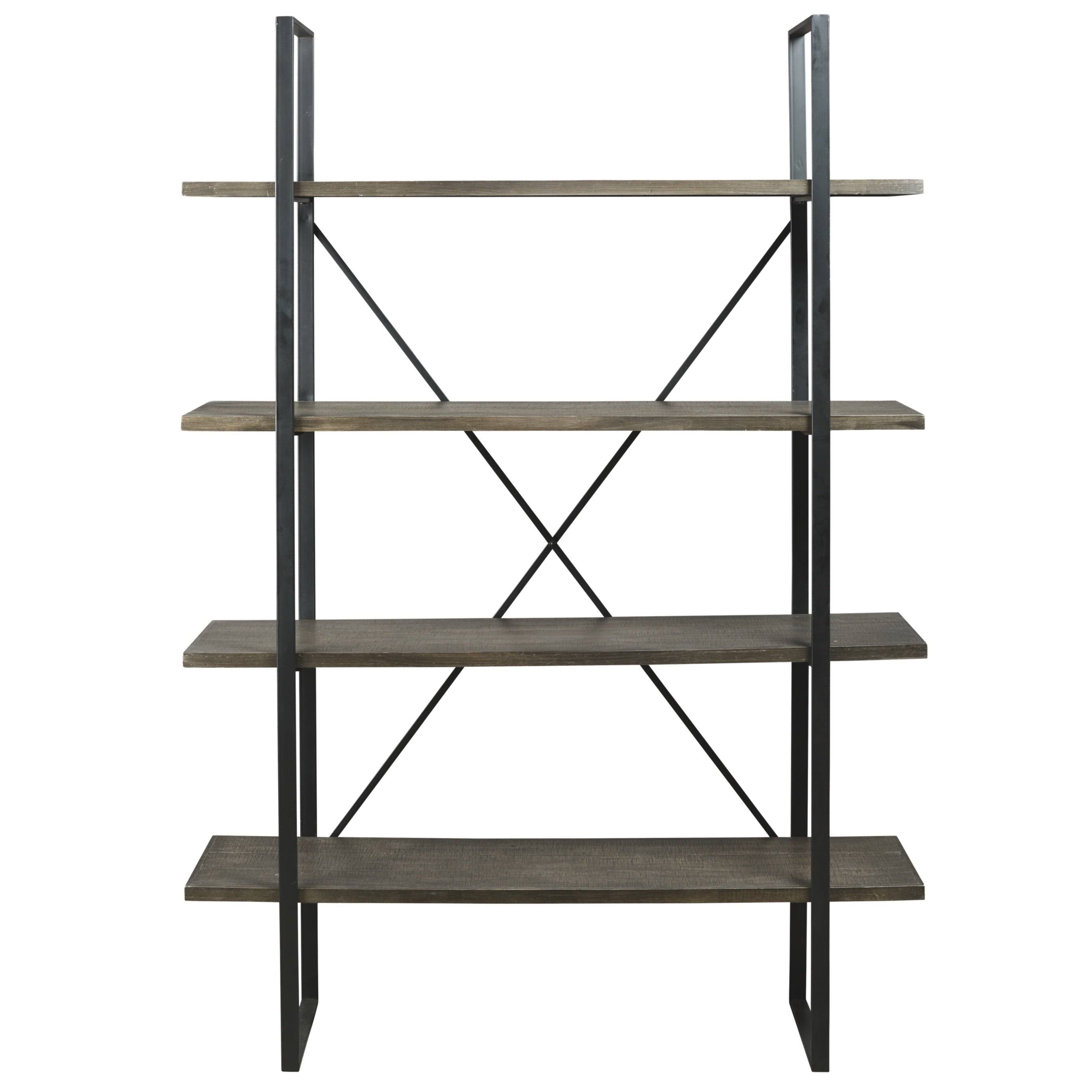 Black and Grey Wood and Metal Bookcase G7093
