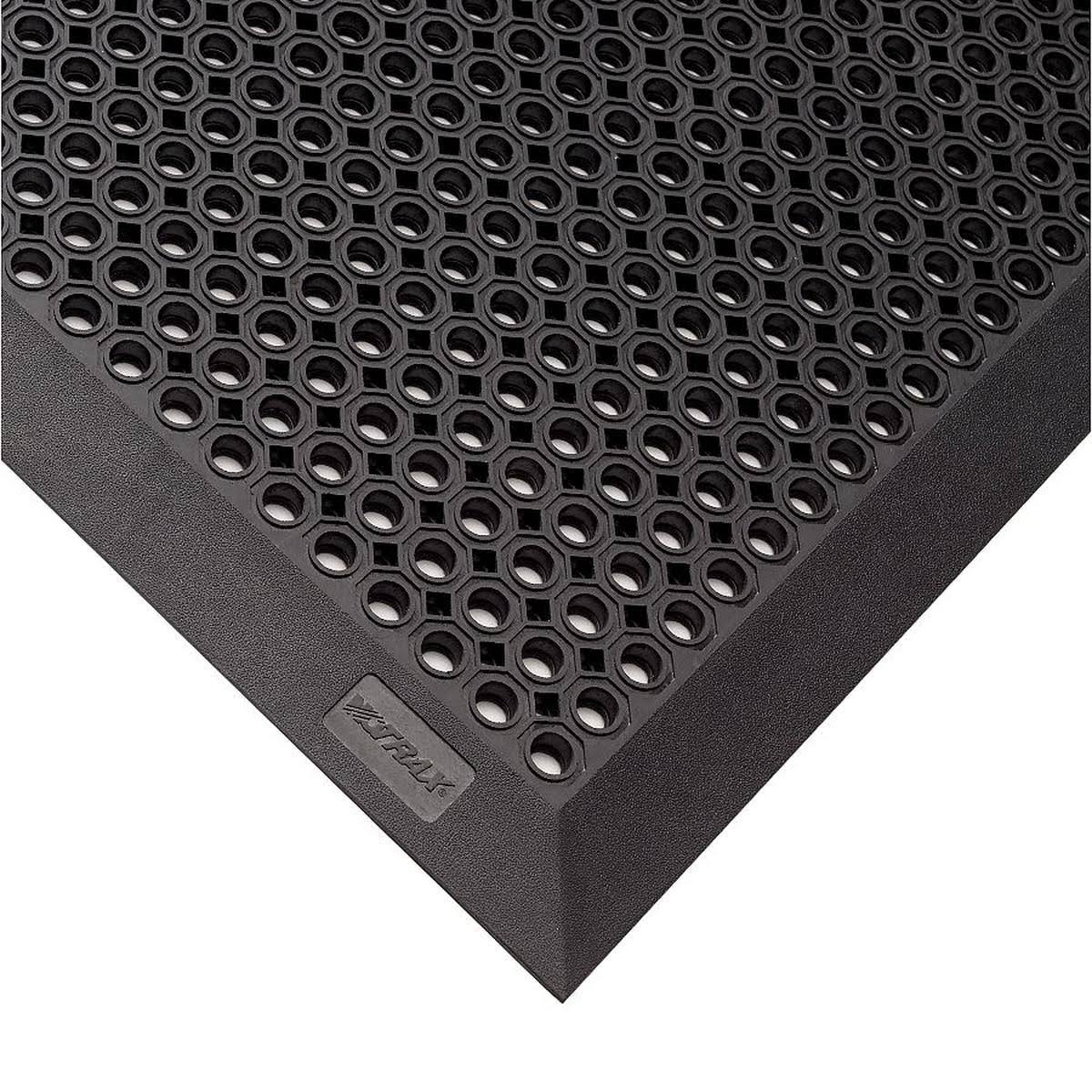Rubber Entrance Mat, Black, 3Ft. x 5Ft. E80094