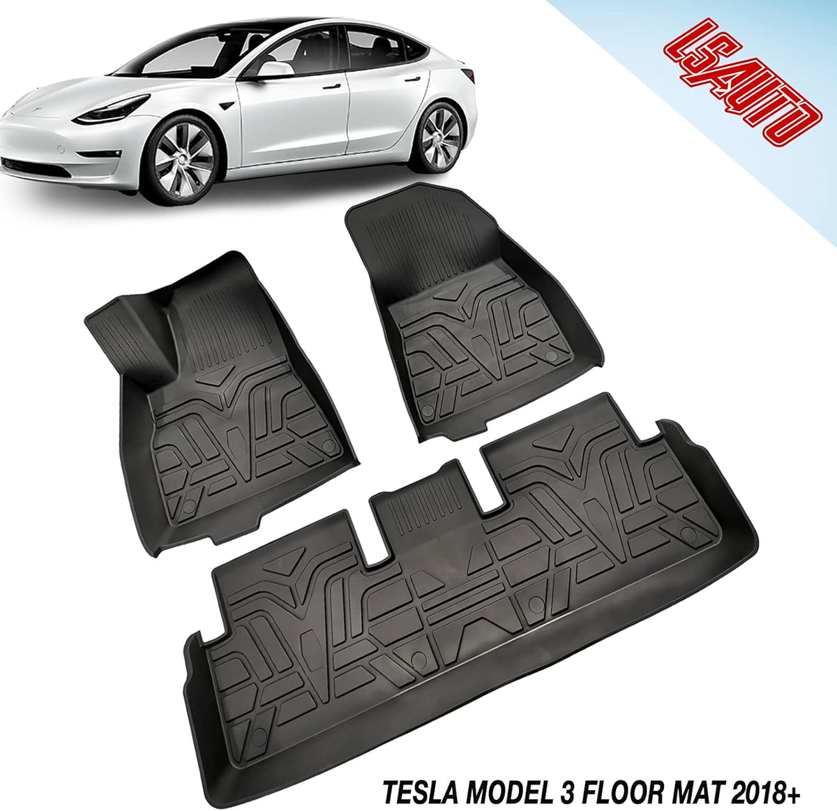 Black TPE All Weather Floor Liners for Tesla Model Y N577