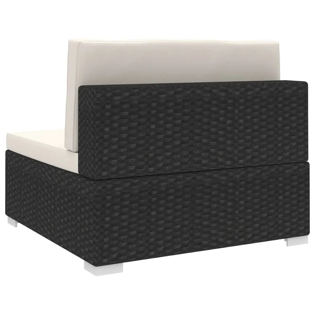 Black Poly Rattan Sectional Middle Seat with Cushions I2314