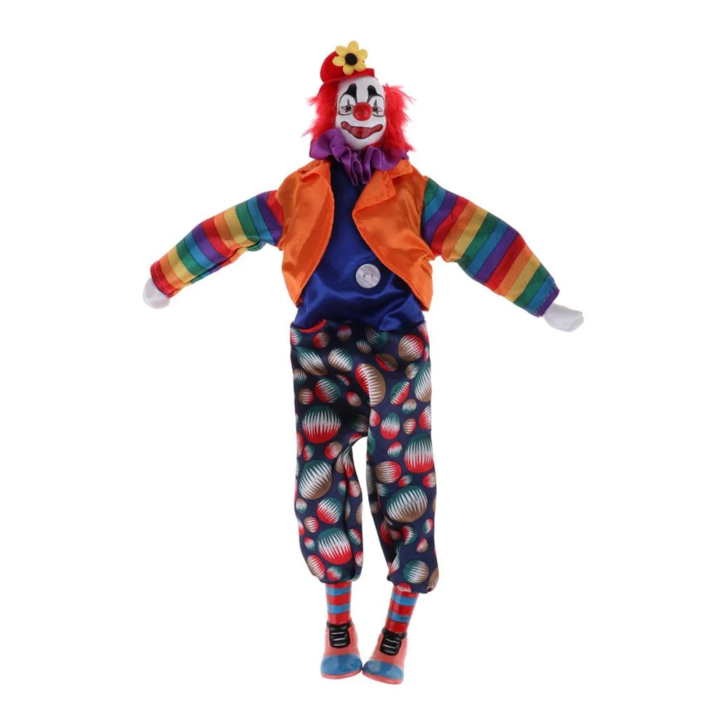 Porcelain Doll Collectibles, Hanging Foot Clown Marionette Puppet Toy, Desktop Decor Ornaments S506065