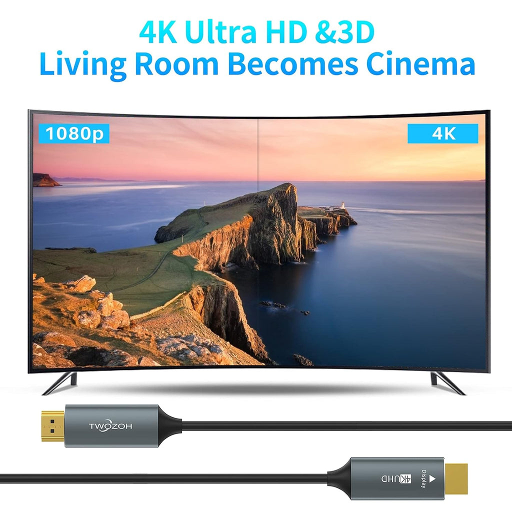 Fiber Optic HDMI Cable 30FT 4K HDMI to HDMI Cable 4K/60Hz 18Gbps High Speed UHD Fiber HDMI Cord Pack of 2 S860
