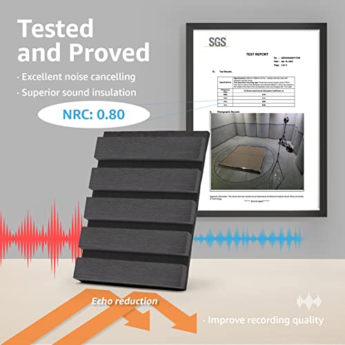 4-Piece Wood Slat Acoustic Panels, Matte Black X421