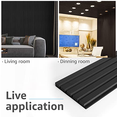 4-Piece Wood Slat Acoustic Panels, Matte Black X421