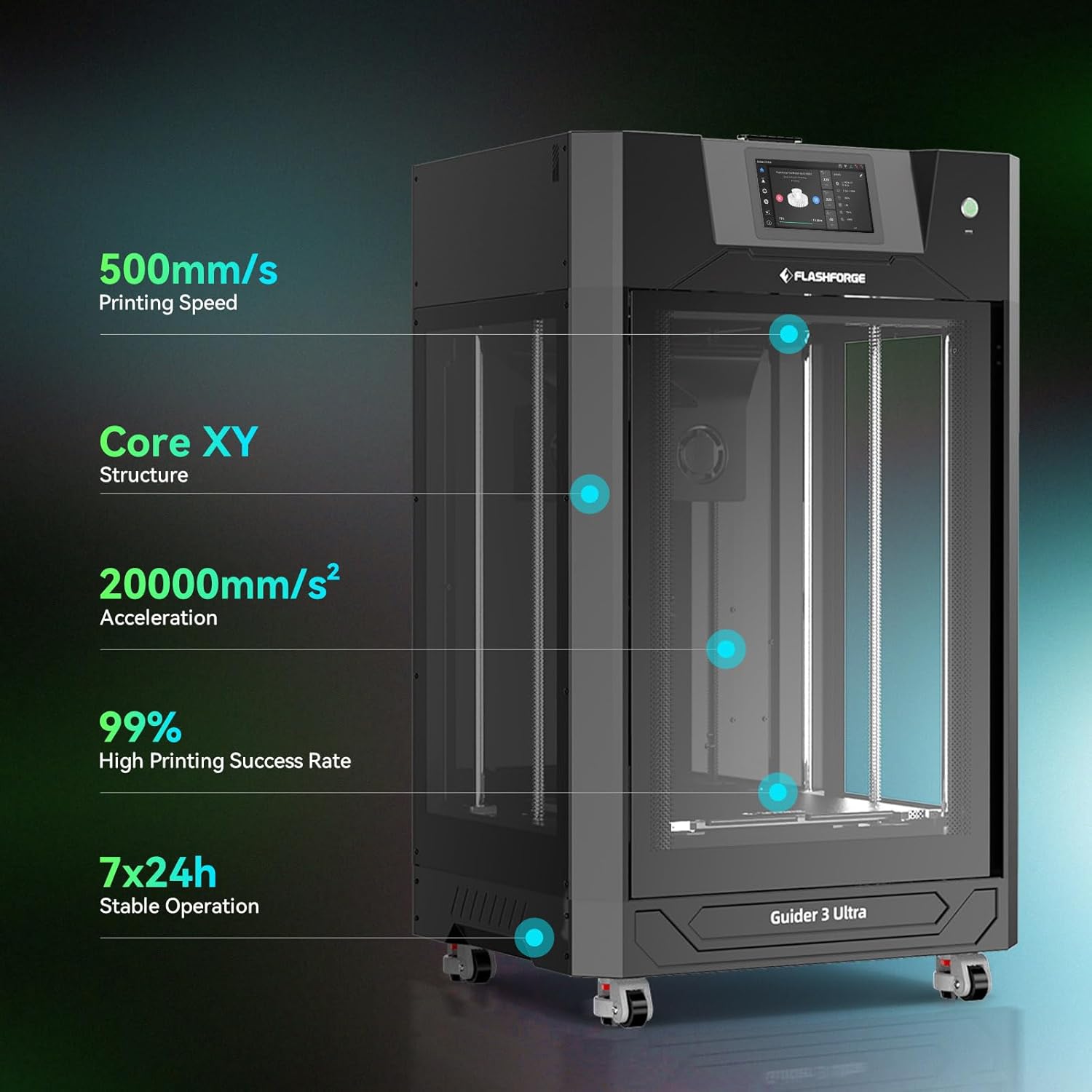 Dual Extruder 3D Printer with 330 * 330 * 600mm Print Size X654