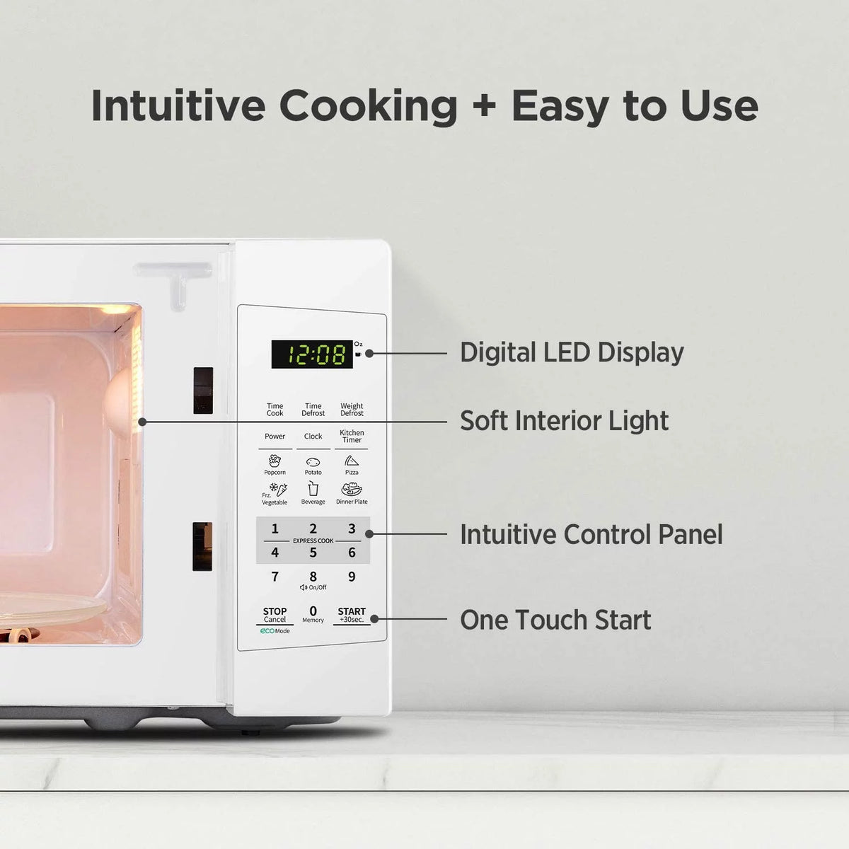 0.7 Cu Ft 700W Pearl White Countertop Microwave Oven S680652