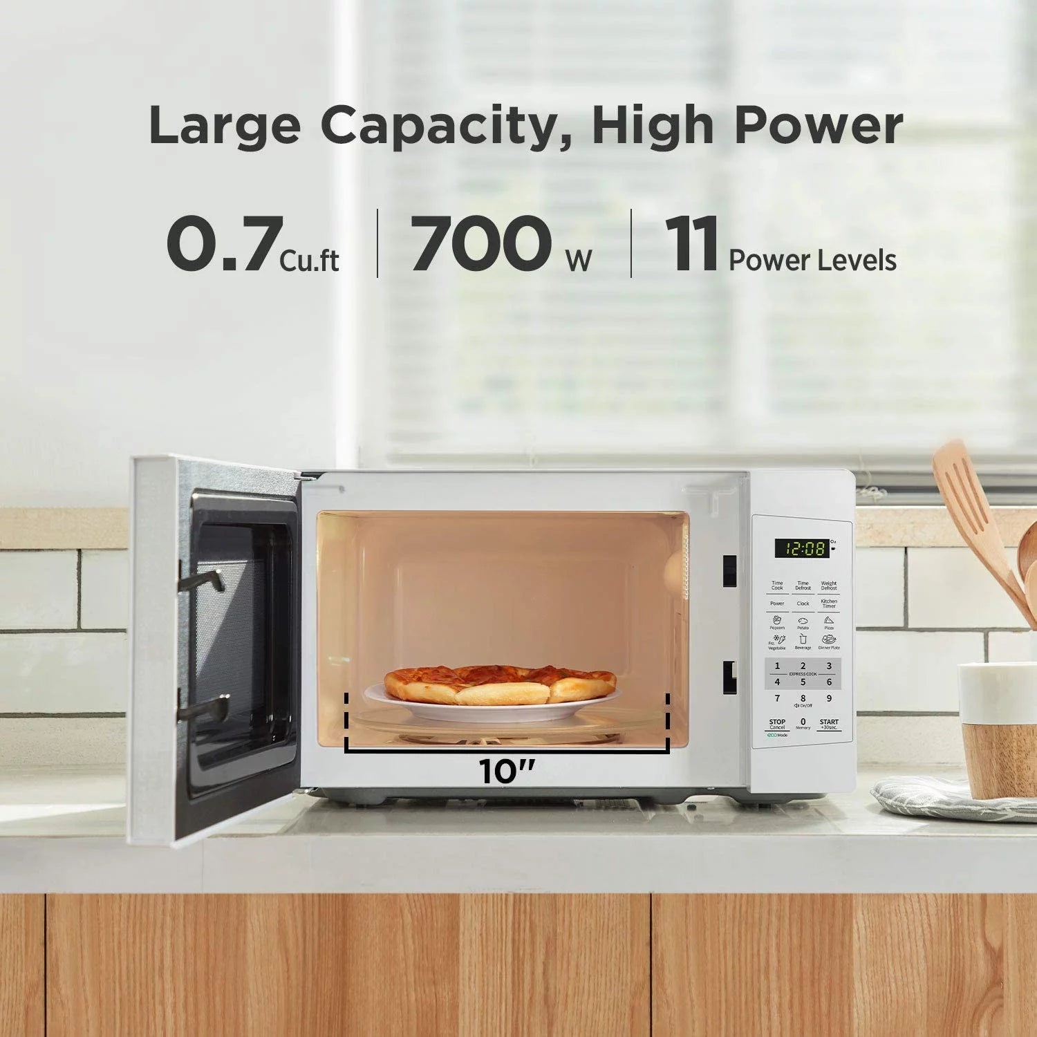 0.7 Cu Ft 700W Pearl White Countertop Microwave Oven S680652
