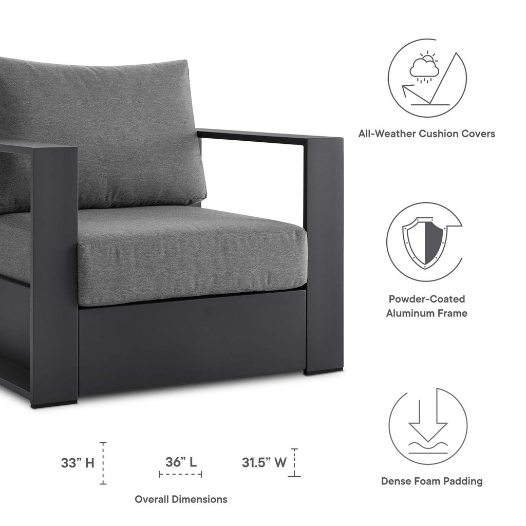 Powder-Coated Aluminum Armchair in Gray Charcoal A35417