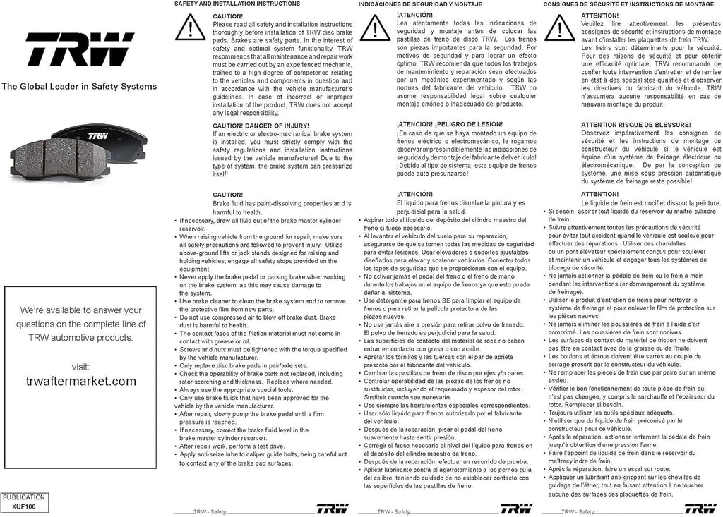Disc Brake Pad Set Rear Pack of 2 W2756