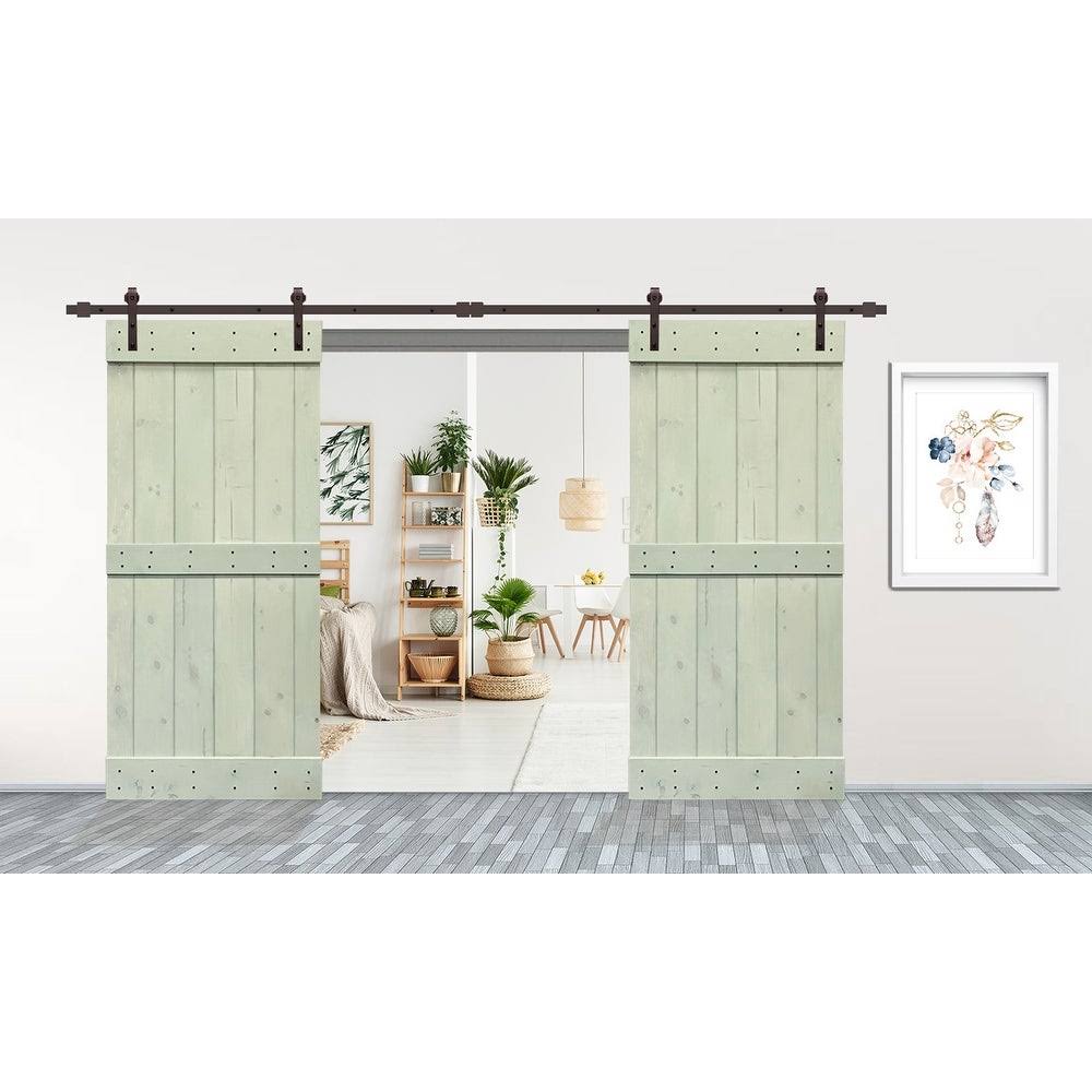 Sage Green Double Barn Door with Hardware Kit U96102