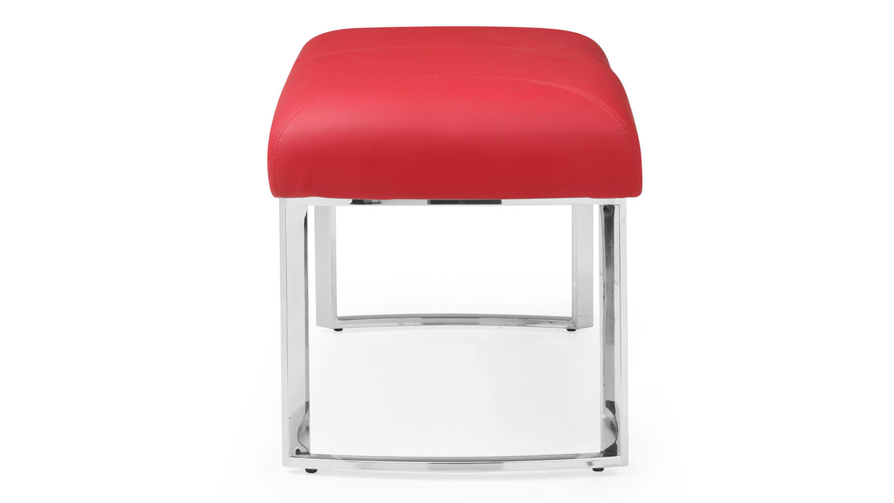 Red Leatherette Bench with Stainless Steel Base Z85445