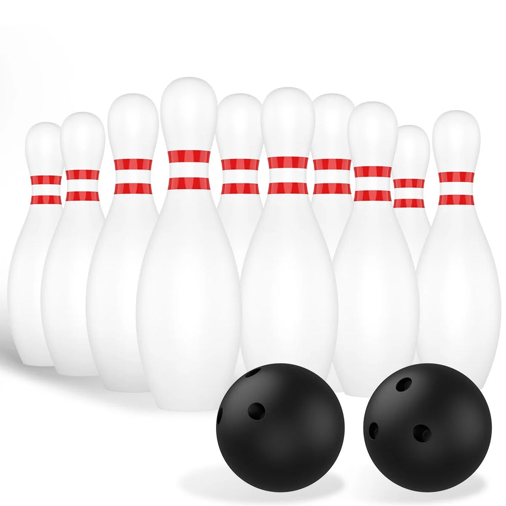 12 Pcs Kids Bowling Set with 10 White Pins and 2 Balls M639
