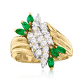 Vintage Diamond and Emerald Ring in 14kt Yellow Gold Y167