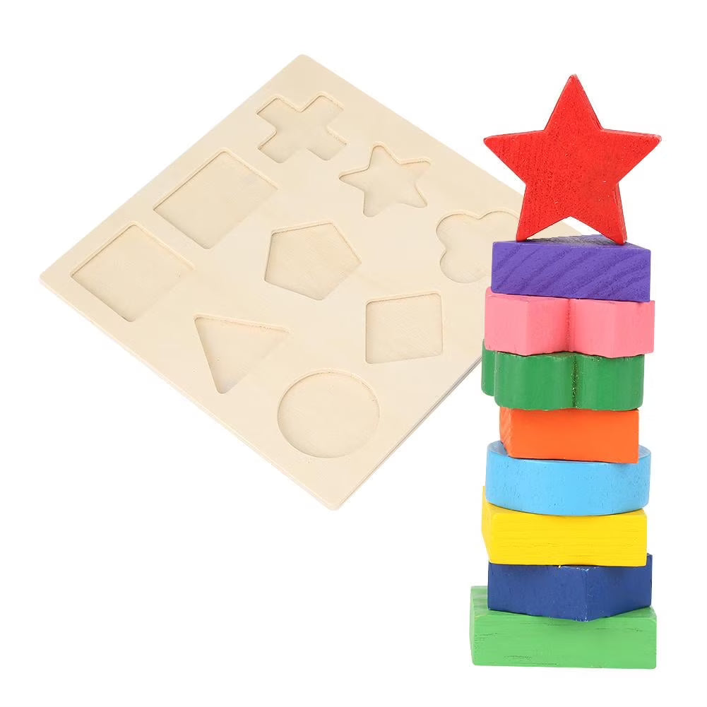 Wooden Geometry Shape Stacking Block Puzzle V49231