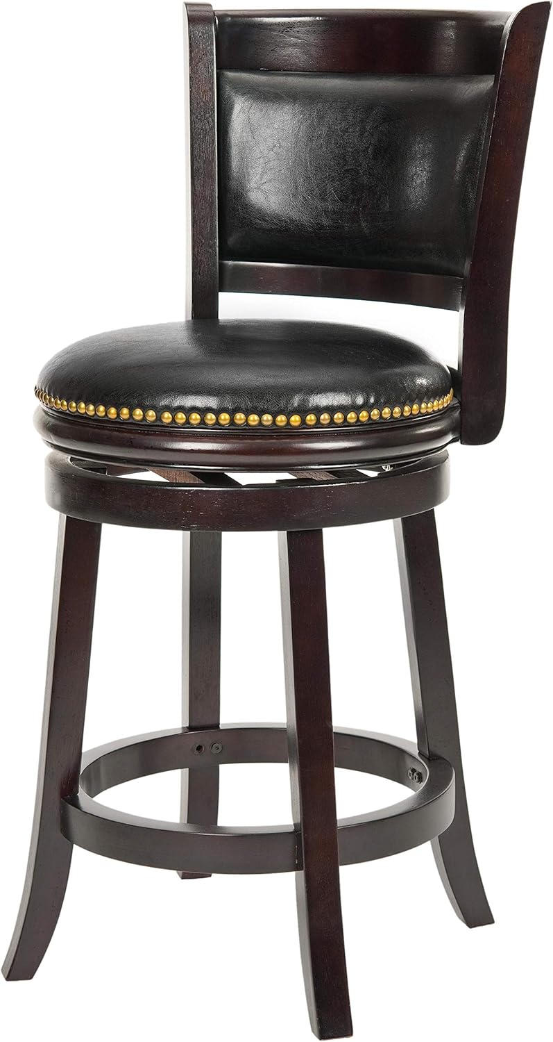 Cappuccino and Black Leather Swivel Counter Stool O463739