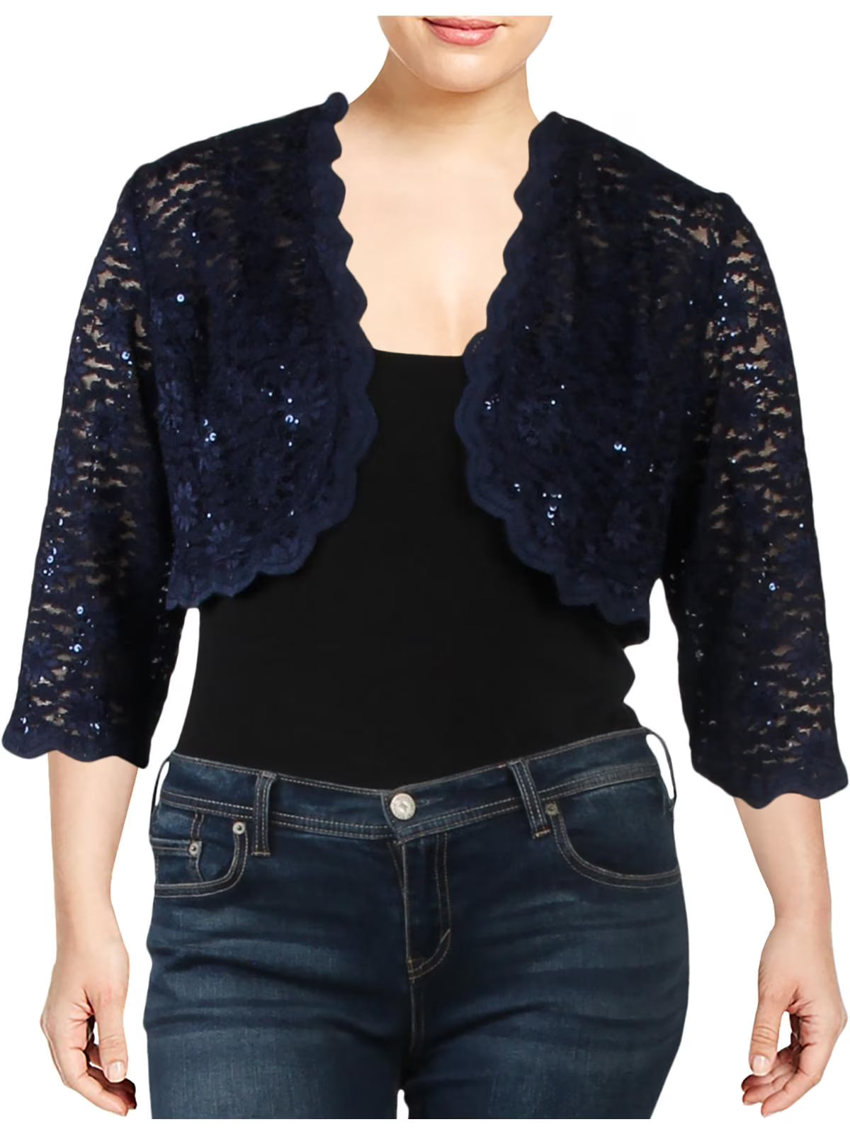 Plus Lace Sequined Bolero J454