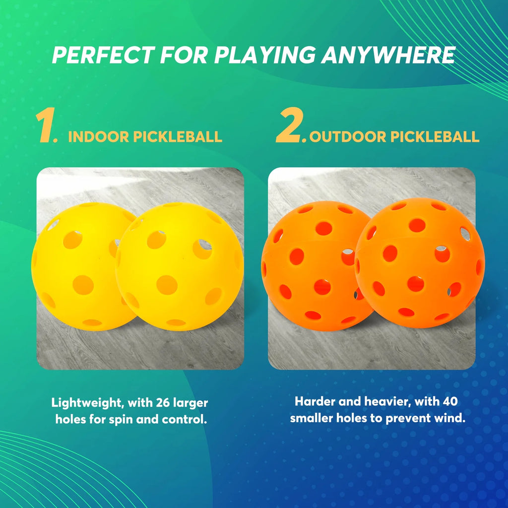 Pickleball Paddles Set, 2 Paddles, 4 Balls, Paddle Bag U421