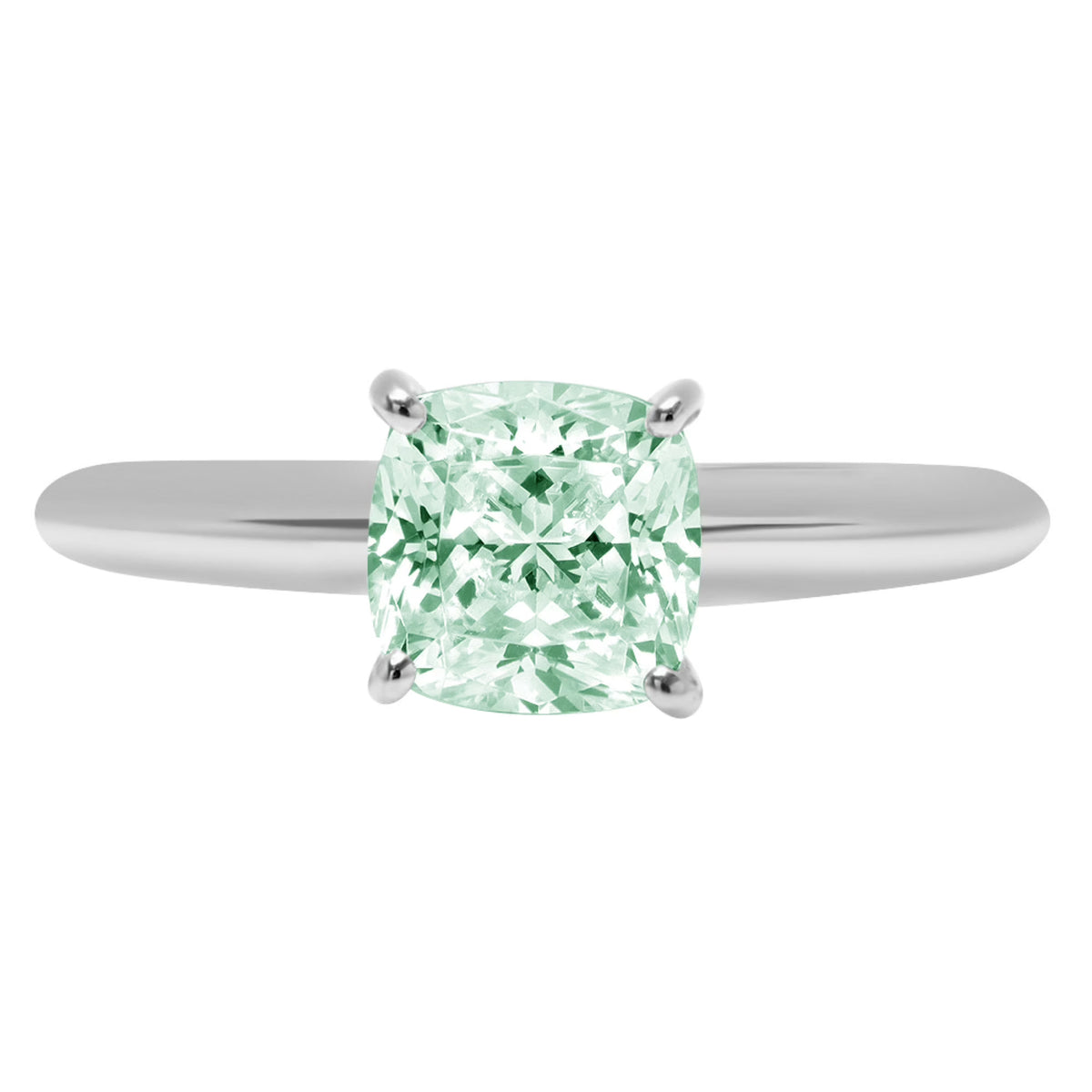 2.0ct Cushion Cut Blue Moissanite 18k White Gold Ring Size 3.75 M4155