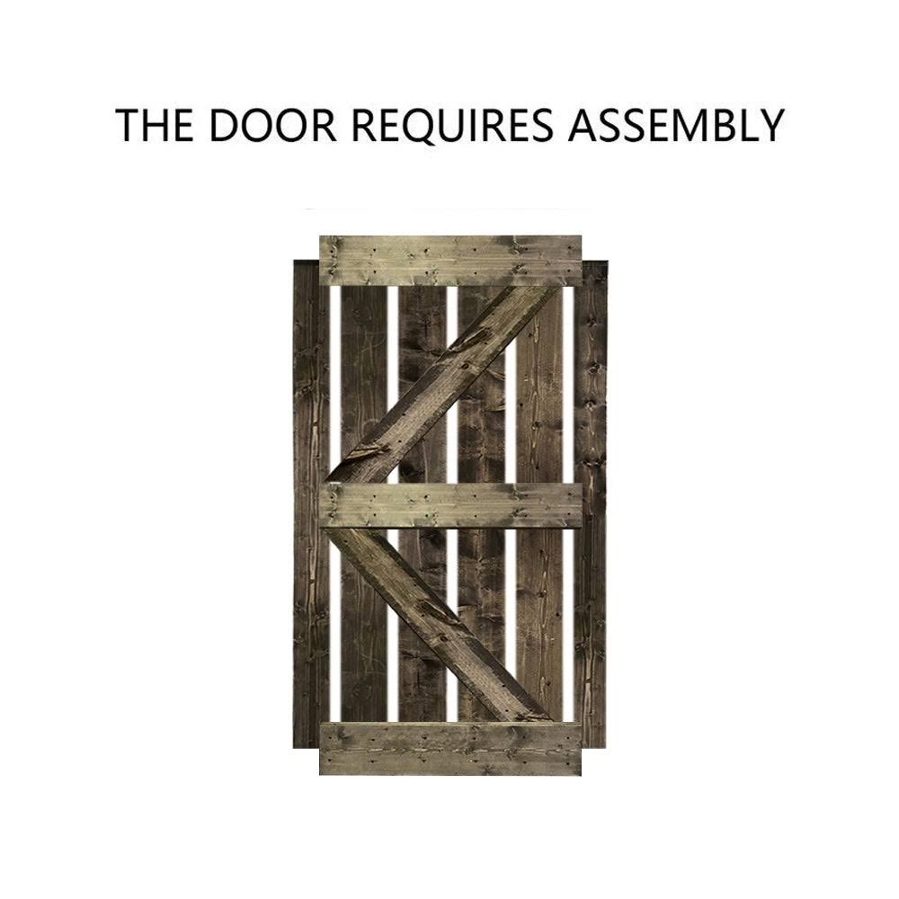 Solid Jungle Green Stained Pine Wood Interior Sliding Barn Door I77407