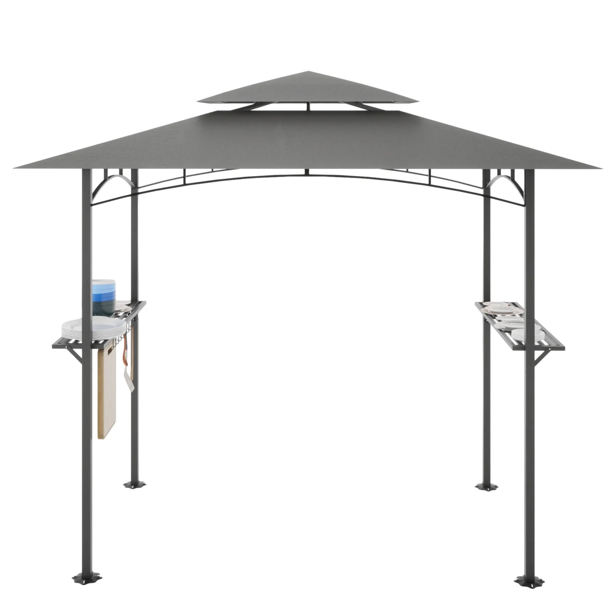 Patio BBQ Grill Gazebo Canopy with 2 Tier, Flame Retardant Cover D791