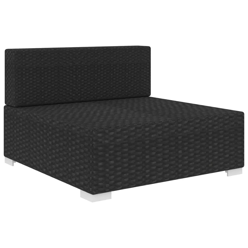 Black Poly Rattan Sectional Middle Seat with Cushions I2314
