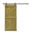 Solid Jungle Green Stained Pine Wood Interior Sliding Barn Door I77407