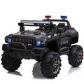 Black 12V Kids Electric 2-Seater Ride on Police Car SUV Truck Toy with Parental Remote Control D701447