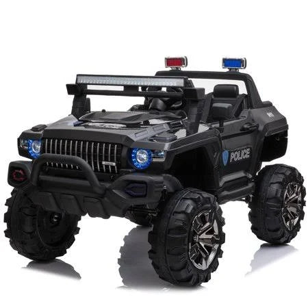 Black 12V Kids Electric 2-Seater Ride on Police Car SUV Truck Toy with Parental Remote Control D701447