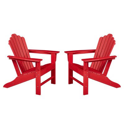 Red Plastic Folding Adirondack Chair O28790