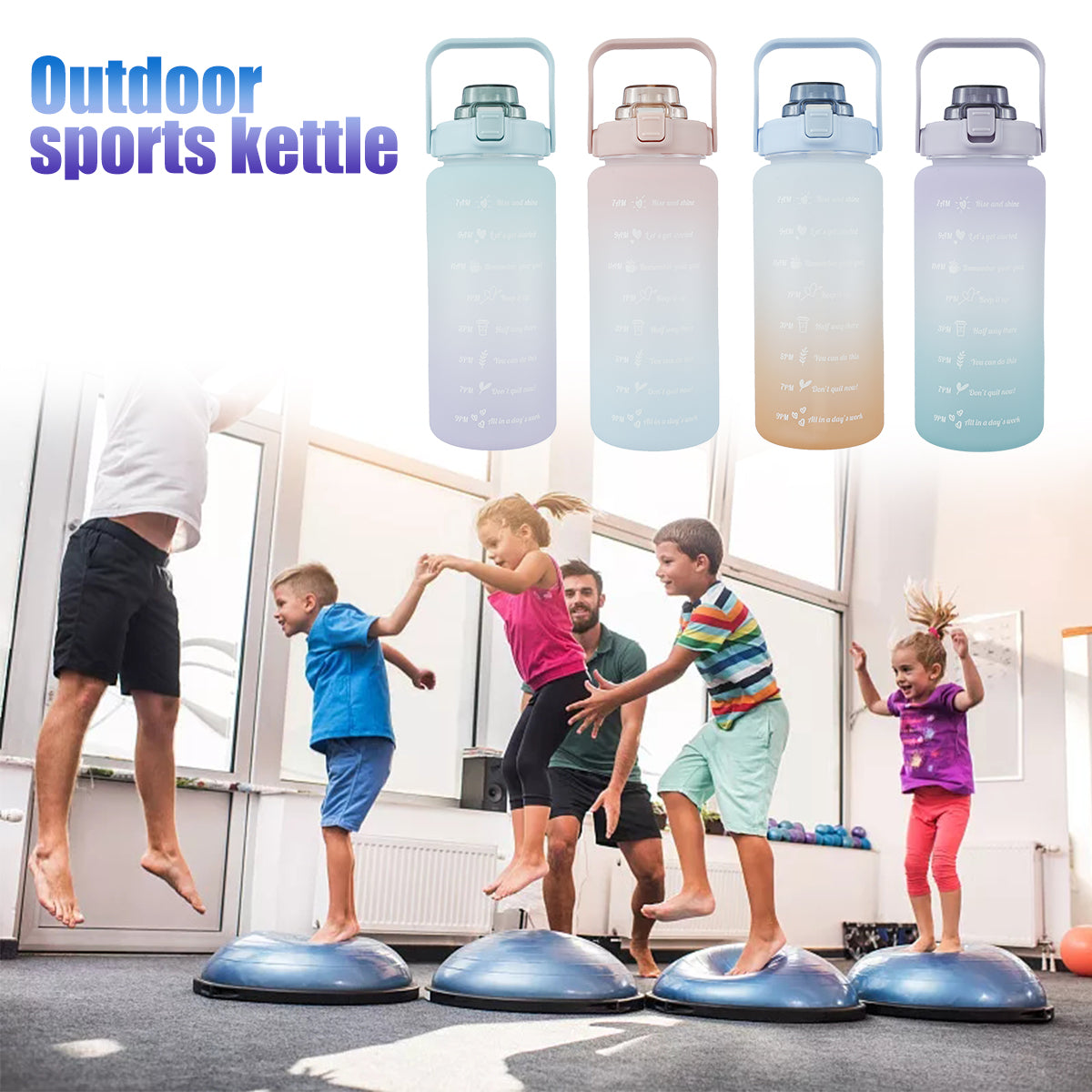 Gradient Color Water Bottle with Time Marker D551841