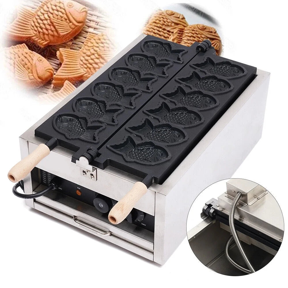 Nonstick Stainless Steel Fish Shape Waffle Iron Baker Machine Y9687