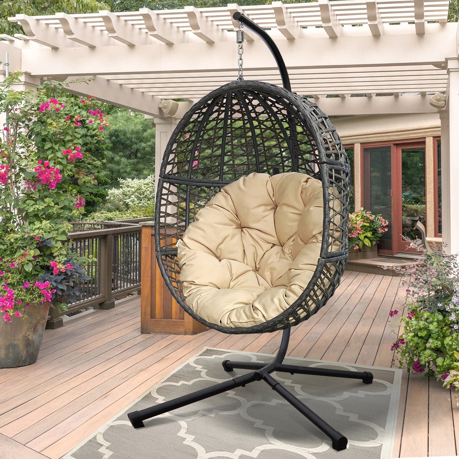 Rattan Egg Swing Chair with Stand C235