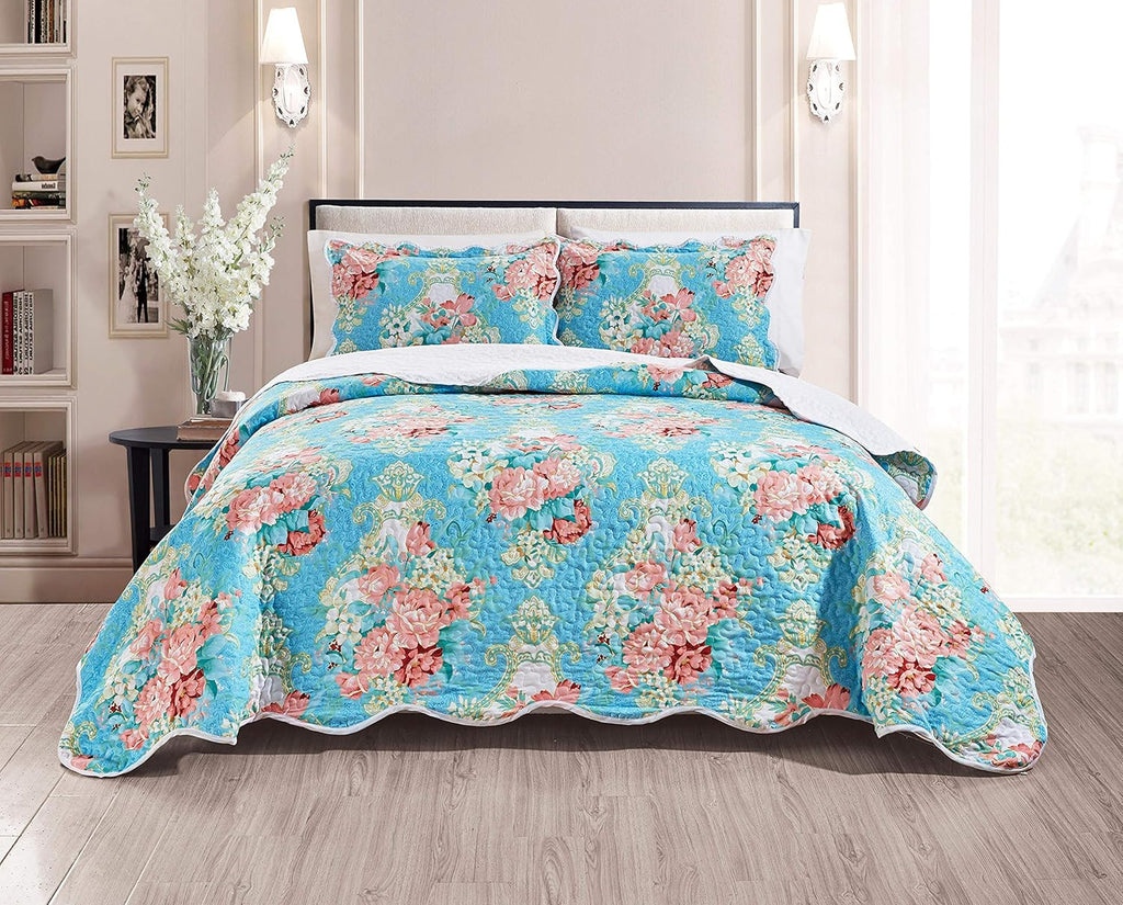 Terracotta Red Grey Black Medallion Oversize Cal King Size Quilt Set I445029