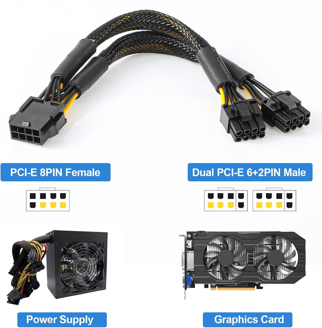 12 Pieces PCI-e Riser Express Cable Set 1X to 16X GPU Adapter Extension Cable USB 3.0 Braided Sleeved Cable P849352