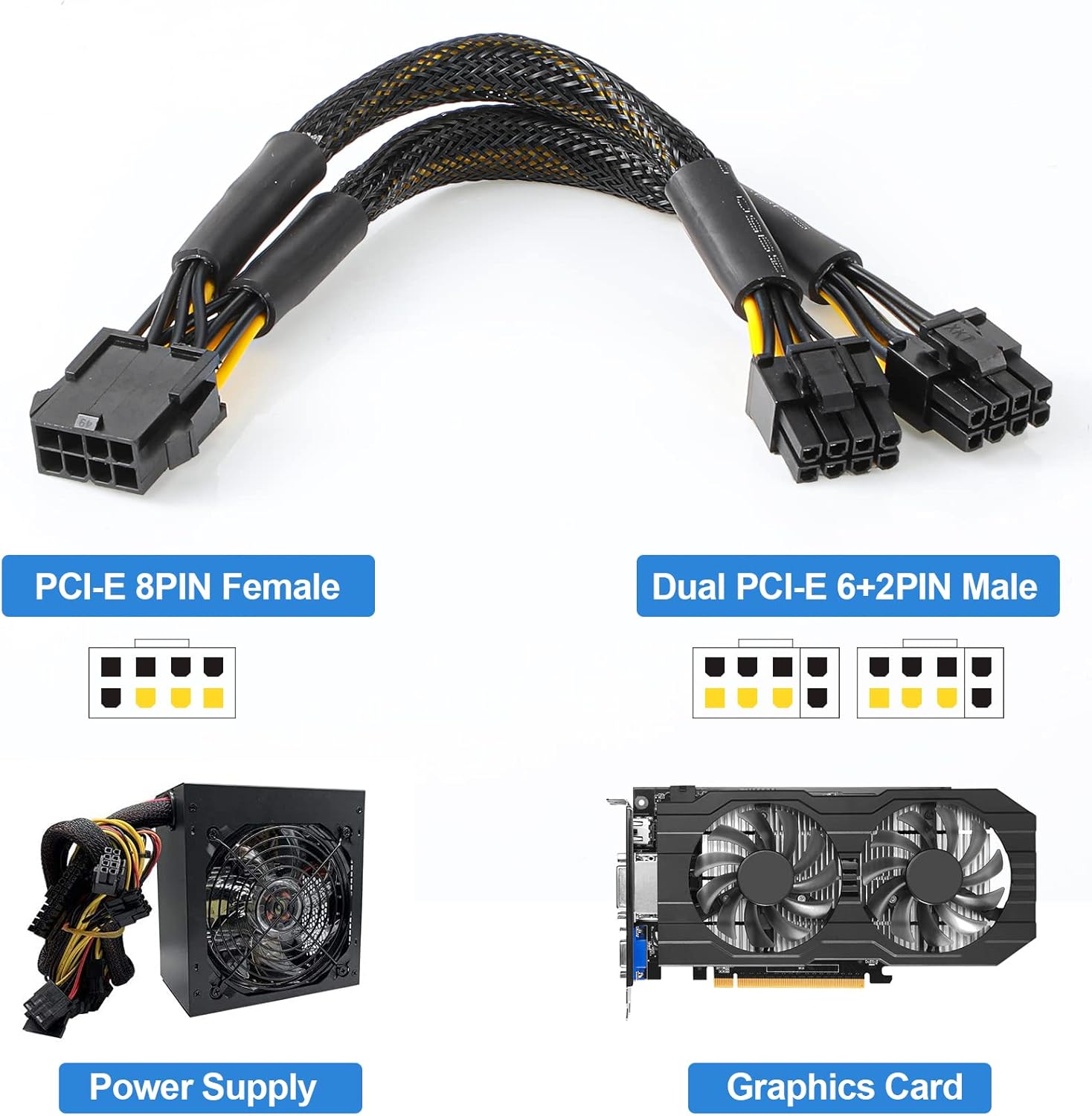 12 Pieces PCI-e Riser Express Cable Set 1X to 16X GPU Adapter Extension Cable USB 3.0 Braided Sleeved Cable P849352