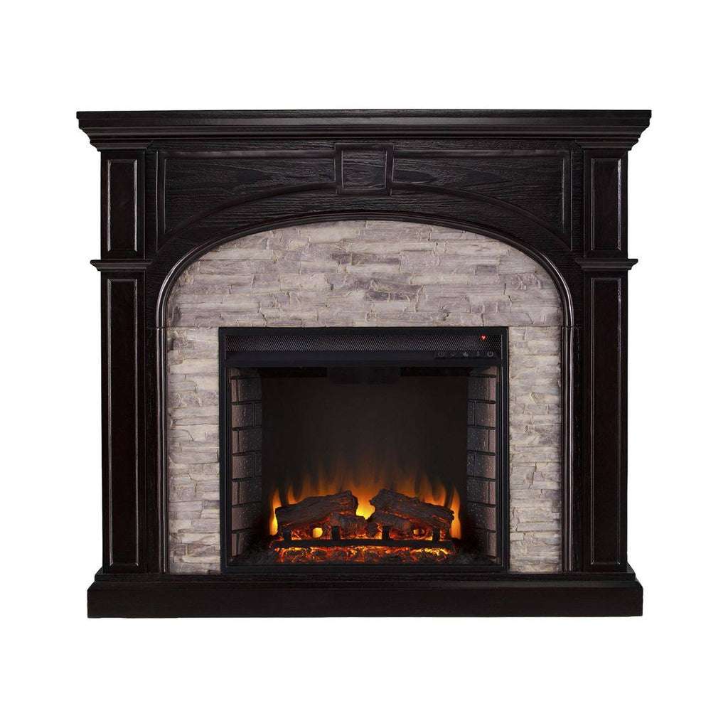 Ebony Gray Stacked Stone Electric Fireplace F5041