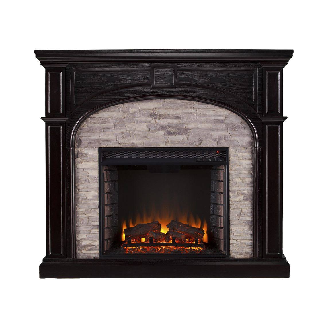 Ebony Gray Stacked Stone Electric Fireplace F5041