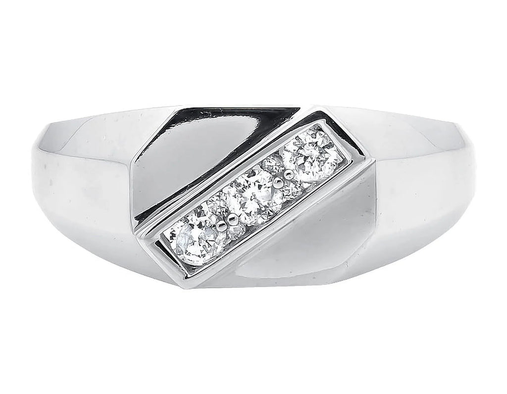 White Gold Genuine Diamond Pinky Ring Band A4808