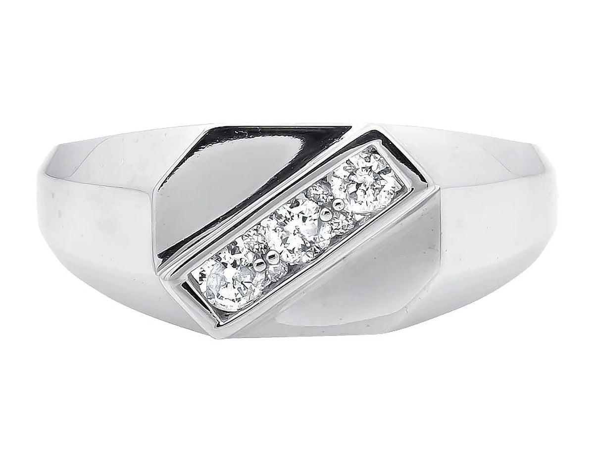 White Gold Genuine Diamond Pinky Ring Band A4808